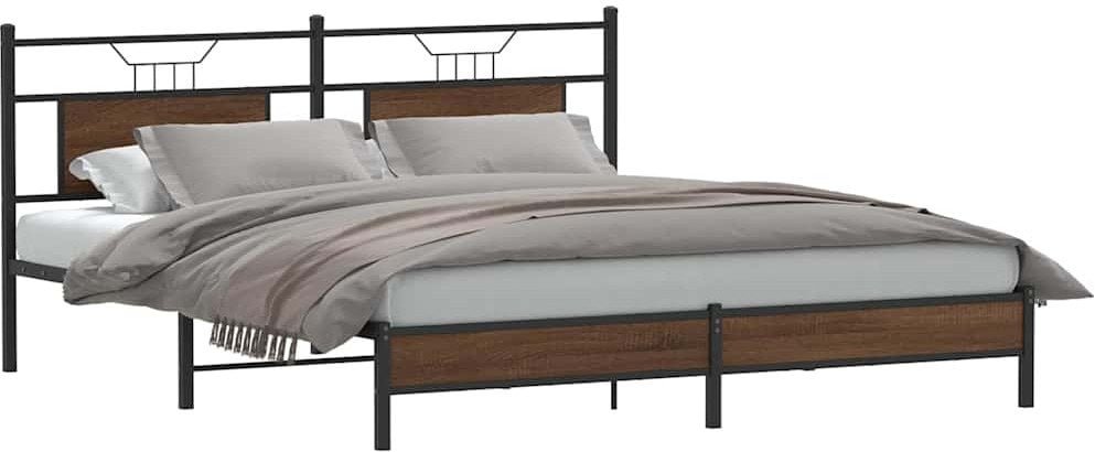 vidaXL Rama łóżka bez materaca Brązowy dąb 183x213 cm Drewno klejone