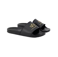 Klapki i japonki męskie - Alpha Industries Slider Wygodne męskie klapki kąpielowe Black/Yellow Gold - miniaturka - grafika 1