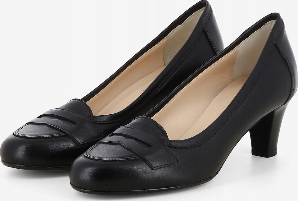 EVITA CZÓŁENKA Z SKÓRY NATURALNEJ CZARNE NA SŁUPKU ELEGANCKIE 41 6KA