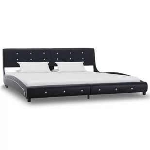 vidaXL Rama łóżka, czarna, sztuczna skóra, 180 x 200 cm - Łóżka - miniaturka - grafika 1