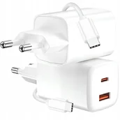 Ładowarki do telefonów - Ładowarka sieciowa 30W GaN USB-C PD + USB 3A LTC + kabel USB-C -USB-C 1m LXQC43 - miniaturka - grafika 1