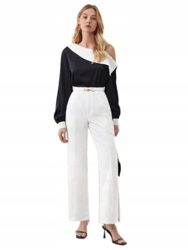 SHEIN SPODNIE ELEGANCKIE PROSTE BIAŁE 40/42 ŁRZ