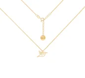 Naszyjniki - Pozłacany choker pancerka z kolibrem - miniaturka - grafika 1