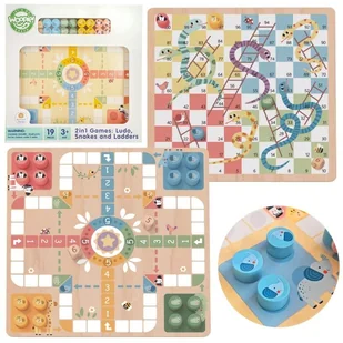 WOOPIE GREEN Gry Planszowe Logiczne 2w1 Ludo Chińczyk + Uwolnij Zwierzątka - Zabawki zręcznościowe - miniaturka - grafika 1