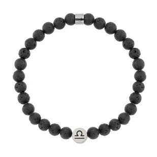 Bransoletka męska znak zodiaku czarna lawa wulkaniczna Waga - Manoki - Bransolety męskie - miniaturka - grafika 1