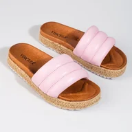 Klapki i japonki damskie - Damskie klapki espadryle na grubej podeszwie Vinceza różowe - miniaturka - grafika 1