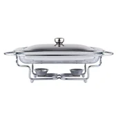 Naczynia żaroodporne - Naczynie Ferro z podgrzewaczem 35 x 21 cm 2 l prostokątne srebrny - miniaturka - grafika 1