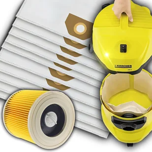 10x WORKI + FILTR DO ODKURZACZA KARCHER WD3 SE4001 SYNTETYCZNE FLIZELINOWE - Worki do odkurzaczy - miniaturka - grafika 1