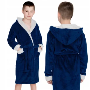 Szlafrok chłopięcy wellsoft granatowy 134-140 cm szlafrok 8-10 lat - Moda i Uroda OUTLET - miniaturka - grafika 1