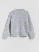 Swetry dla dziewczynek - Reserved - Sweter z kolorowym wzorem - lawendowy - miniaturka - grafika 1