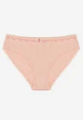 Majtki damskie - Różowe Bawełniane Majtki Typu Figi z Koronką i Kokardą Zeteria - miniaturka - grafika 1