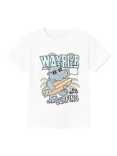Bestseller A/S Chłopcy NMMVUX SS TOP J1 T-shirt, Bright White, 110, Bright White, 110 - Koszulki i topy damskie - miniaturka - grafika 1
