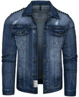 Kurtki męskie - Kurtka męska jeansowa granatowa z nitami Recea - miniaturka - grafika 1