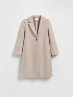 Płaszcze damskie - Reserved - Flauszowy płaszcz - beżowy - miniaturka - grafika 1