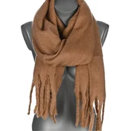 Apaszki i szaliki damskie - Szalik damski zimowy szal ciepły dred z frędzlami na prezent BRĄZOWY - miniaturka - grafika 1