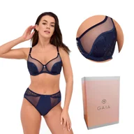 Biustonosze - Biustonosz z plenem i tiulem Semi-Soft Lilianna 1256 półusztywniany granatowy  85F - miniaturka - grafika 1