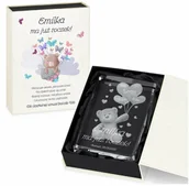 Pamiątka Chrztu Świętego - Murrano Kryształ 3D Grawerowany Miś w Personalizowanym Opakowaniu na Roczek KRSZ-M1-003 - miniaturka - grafika 1