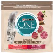 Sucha karma dla kotów - Purina ONE Grain Free Sterilized, wołowina, bez zbóż - 3 x 1,1 kg - miniaturka - grafika 1