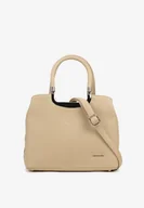 Torebki damskie - Beżowa Torebka z Rączką i Paskiem Mała Prostokątna Clariara - miniaturka - grafika 1