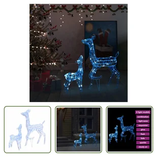 The Living Store LED Rodzina reniferów Dekoracja świąteczna Akryl 160 LED Niebieski - Ozdoby bożonarodzeniowe - miniaturka - grafika 1