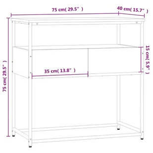 Stolik konsolowy, czarny, 75x40x75 cm, materiał drewnopochodny Lumarko! - Konsole i sekretarzyki - miniaturka - grafika 12