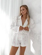 Komplety damskie - Muślinowy komplet bluzka i spodenki MITRA - biały - miniaturka - grafika 1