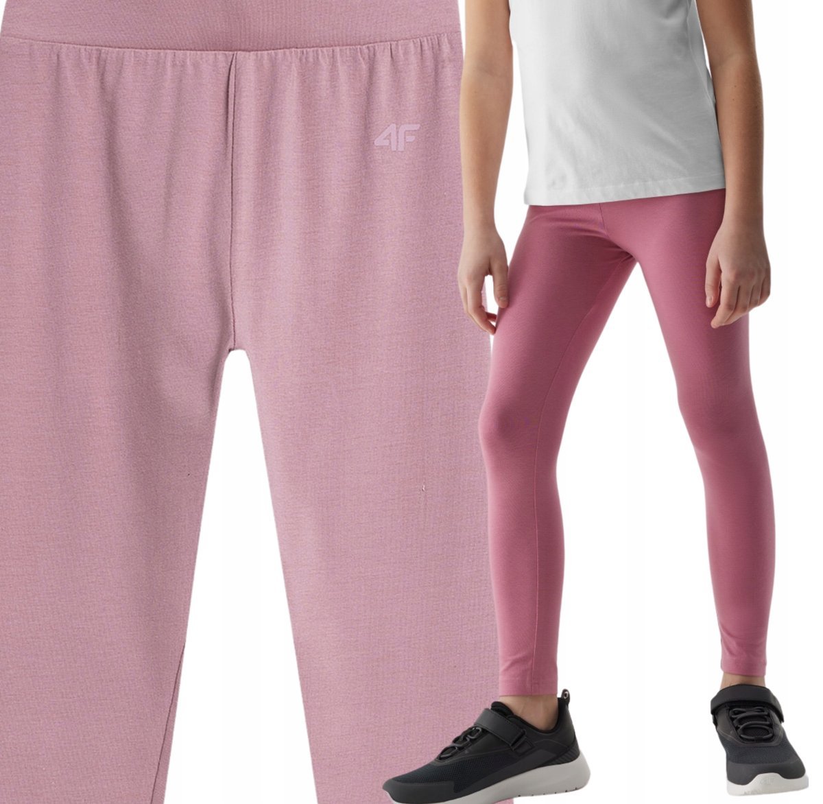 Legginsy bawełniane elastyczne dziewczęce 4F 4FJWSS24TTIGF130-54S Różowy