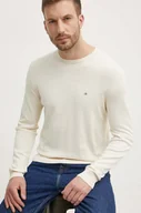 Swetry męskie - Calvin Klein sweter z domieszką jedwabiu kolor beżowy lekki K10K113549 - miniaturka - grafika 1