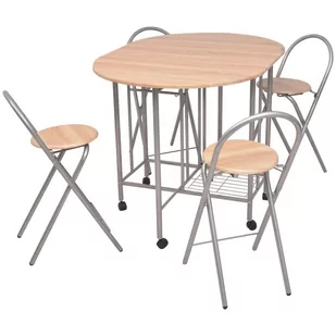 Zestaw składanych mebli do jadalni - 5 elementów MDF - Stoły z krzesłami - miniaturka - grafika 1