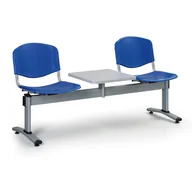 Inne meble biurowe - B2B Partner Ławka do poczekalni plastikowa VERONA - 2 siedziska + stołek, niebieski 479064 - miniaturka - grafika 1
