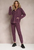 Dresy damskie - Ciemnofioletowy Komplet Dresowy 2-częściowy z Bluzą i Spodniami Seraphira - miniaturka - grafika 1
