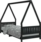 Łóżka dla dzieci i młodzieży - vidaXL Łóżko dziecięce czarne 80x200 cm lite drewno sosnowe - miniaturka - grafika 1