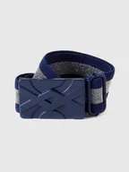 Paski - Benetton Pasek w kolorze granatowo-srebrnym - miniaturka - grafika 1