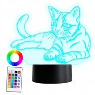 Lampy stojące - XL Lampka Nocna LED 3D Kot Kitty 16 kolorów + Pilot - miniaturka - grafika 1