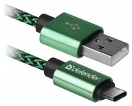 Kable USB - Defender USB AM-TYPE C 1,0m 2.1A Zielony - miniaturka - grafika 1
