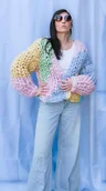Swetry damskie - Kolorowy kardigan 100% WEŁNA - miniaturka - grafika 1