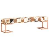 Ławki do przedpokoju - vidaXL Ławka 160 cm, brązowa, patchworkowa, prawdziwa kozia skóra vidaXL - miniaturka - grafika 1