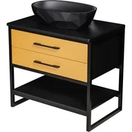Szafki łazienkowe - Szafka stojąca z czarną umywalką kolor czarno złoty loft 80 cm seria New York - miniaturka - grafika 1