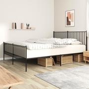 Łóżka - Metalowa rama łóżka z wezgłowiem i zanóżkiem, czarna, 180x200cm Lumarko! - miniaturka - grafika 1