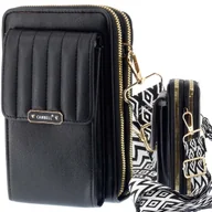 Torebki damskie - Wyjściowa Torebka Damska Na Ramię Organizer Kopertówka Czarna Wieczorowa - miniaturka - grafika 1