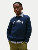 Swetry damskie - Tommy Hilfiger Kardigan KG0KG08953 Granatowy Regular Fit - miniaturka - grafika 1