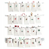 Kalendarze - Świąteczne Torebki Eko Naklejki 25 Szt Kalendarz Adwentowy Wzory - miniaturka - grafika 1