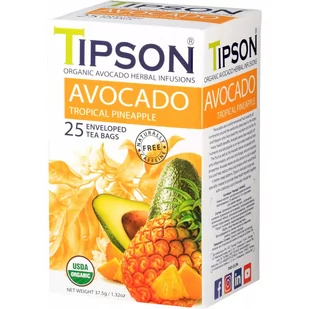 Tipson ORGANIC AVOCADO TROPICAL PINEAPPLE herbata ziołowa AWOKADO ANANAS HIBISKUS saszetki - 25 x 1,5 g - Herbata - miniaturka - grafika 1