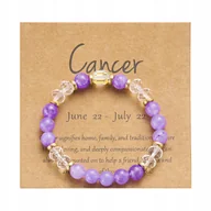 Bransoletki - Bransoletka Znak Zodiaku Cancer Rak z Różowymi Koralikami Elastyczna - miniaturka - grafika 1
