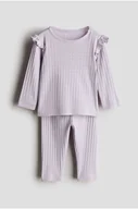 Piżamy damskie - H & M - Bawełniana piżama z nadrukiem - Fioletowy - H&M - miniaturka - grafika 1