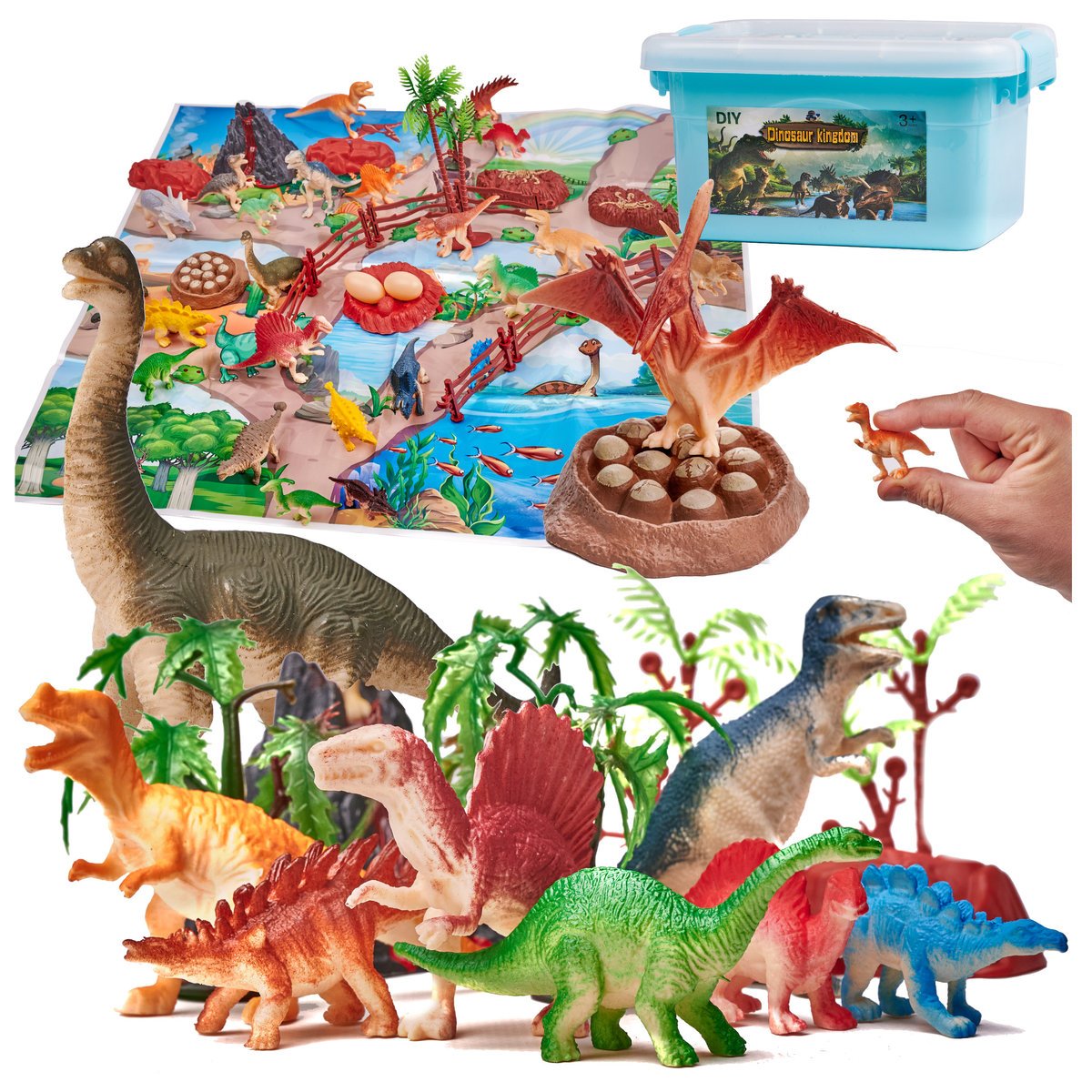 FIGURKI ZWIERZĘTA dinozaury i akcesoria 83 elementy ikonka