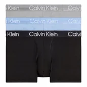 Majtki męskie - CALVIN KLEIN BOKSERKI MĘSKIE MAJTKI TRUNK 3PK CZARNE/SZARE/NIEBIESKIE r.M - miniaturka - grafika 1