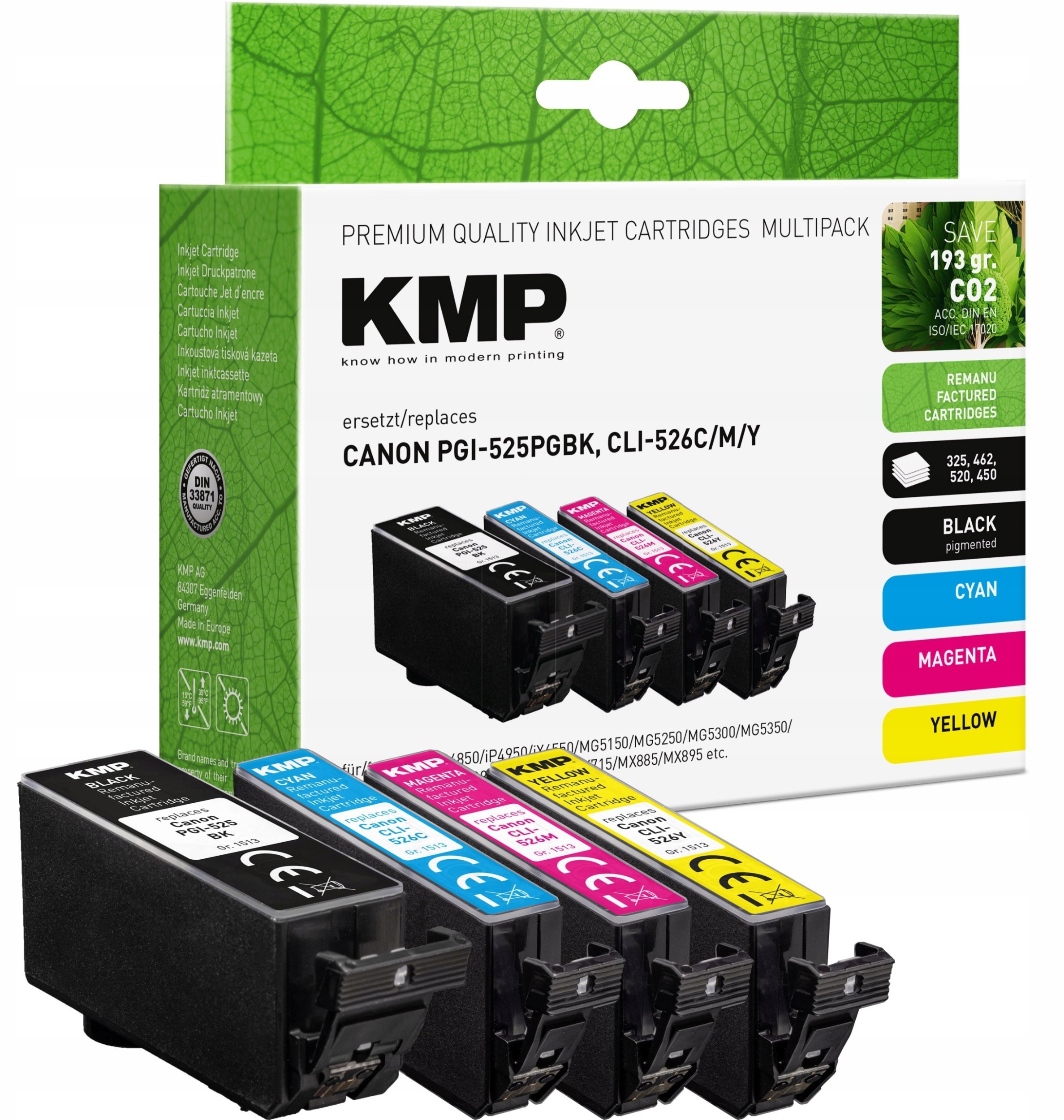 Tusz KMP KMP Multipack replaces Canon PGI-525/CLI-526 C/M/Y 1513,4050
