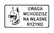 Tablice i flipcharty - Tabliczka 15*29Cm Uwaga Wchodzisz Na Własne Ryzyko - miniaturka - grafika 1