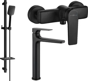 Mexen Lynx DQ62 zestaw prysznicowy, czarny - 745914DQ62-70 - Zestawy baterii łazienkowych - miniaturka - grafika 1